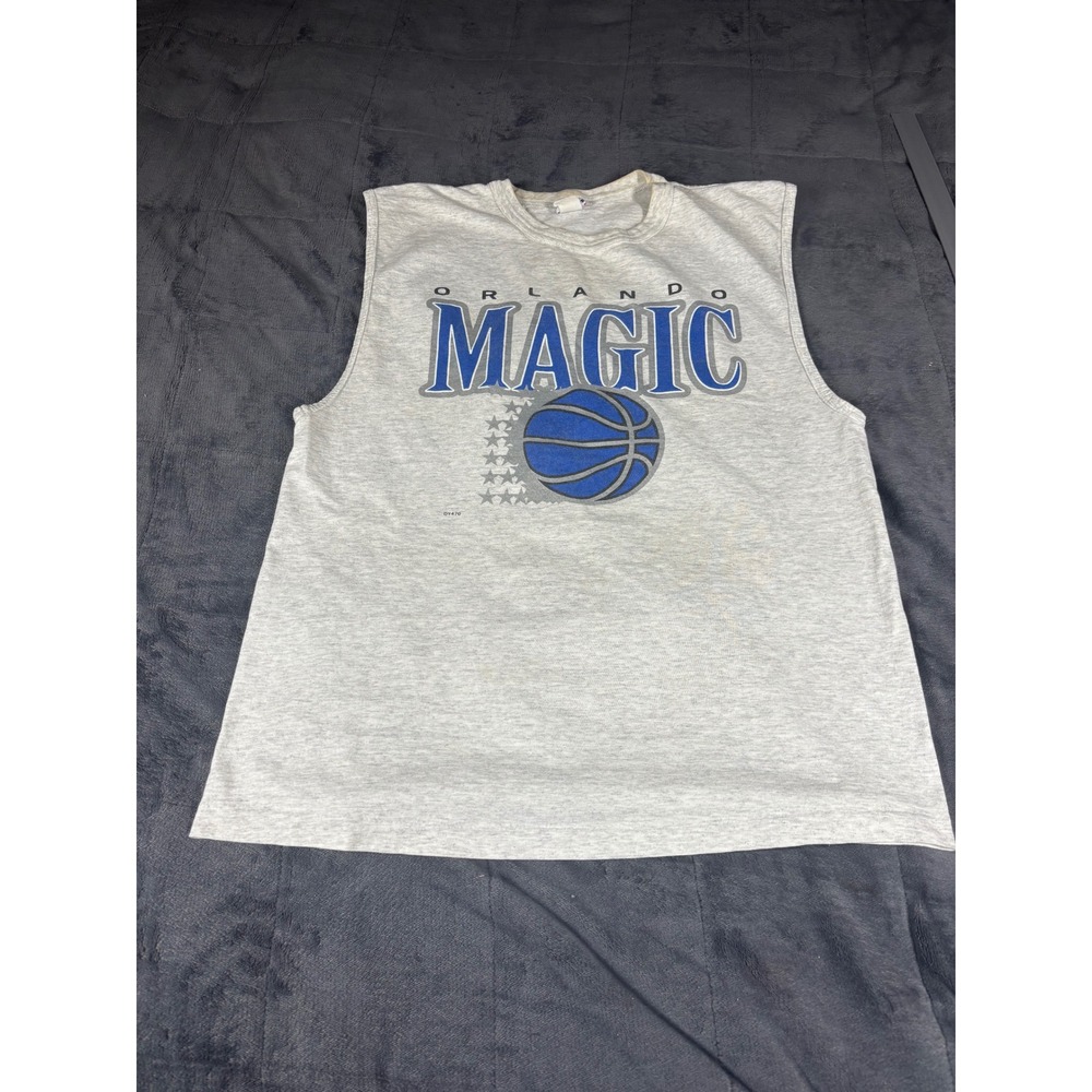 Vintage Orlando Magic Sleeveless Muscle Tee True-Fan Gray NBA Tank Top Mens L